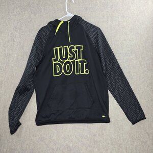 Nike Therma-Fit Black & Gray "Just Do It" Hoodie Sweatshirt L